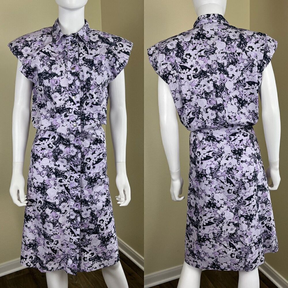 REMAIN BIRGER CHRISTENSEN Women's Size 2 Marika Marble Cotton Poplin Shirtdress